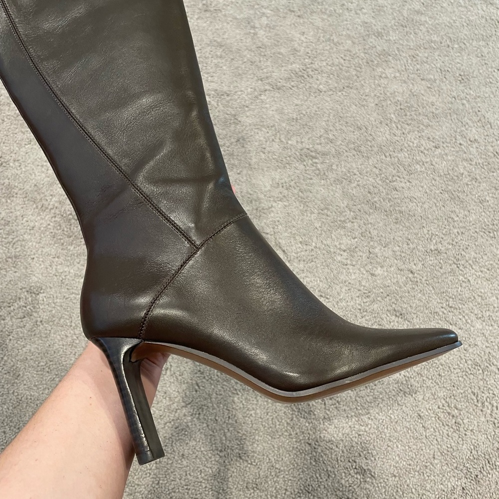 Mango leather heeled boots